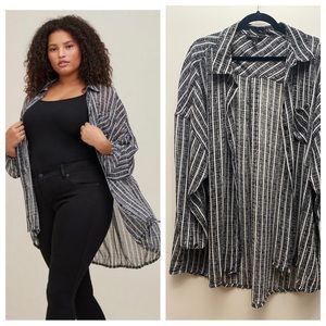 Torrid Chiffon Shirt Kimono, size 2, black/white pattern, worn once
